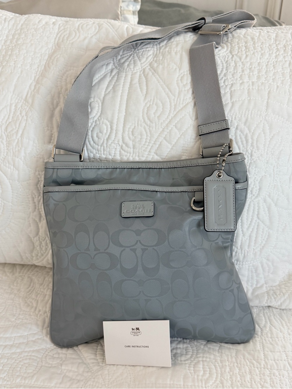 Coach Gray Signature Crossbody Bag with Adjustable Strap